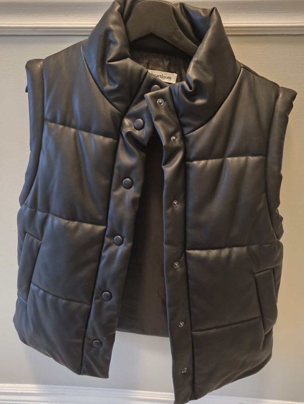 Heartloom Black Faux Leather Puffer Vest – Size Small (NWOT / Excellent Conditio